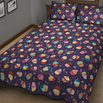 Mini Cupcake Pattern Print Quilt Bed Set