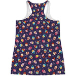 Mini Cupcake Pattern Print Women's Racerback Tank Top
