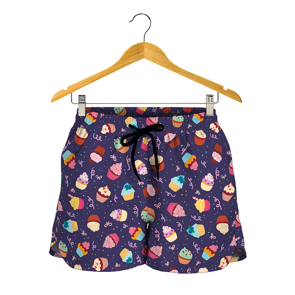 Mini Cupcake Pattern Print Women's Shorts