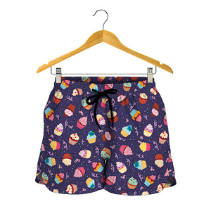 Mini Cupcake Pattern Print Women's Shorts