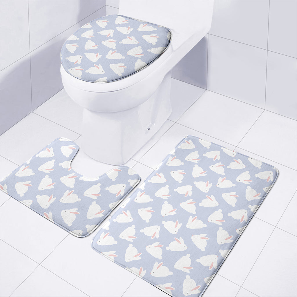Mini Rabbit Pattern Print 3 Piece Bath Mat Set