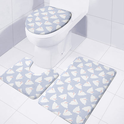 Mini Rabbit Pattern Print 3 Piece Bath Mat Set