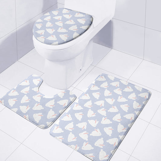 Mini Rabbit Pattern Print 3 Piece Bath Mat Set