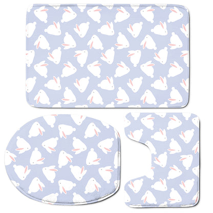 Mini Rabbit Pattern Print 3 Piece Bath Mat Set