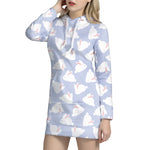 Mini Rabbit Pattern Print Hoodie Dress