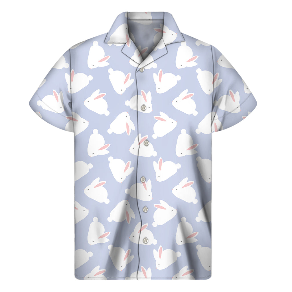 Mini Rabbit Pattern Print Men's Short Sleeve Shirt