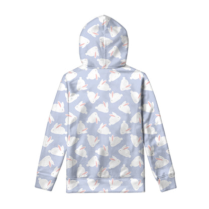 Mini Rabbit Pattern Print Pullover Hoodie