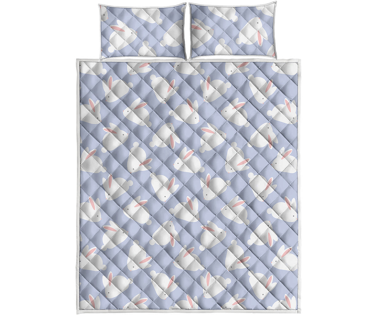 Mini Rabbit Pattern Print Quilt Bed Set