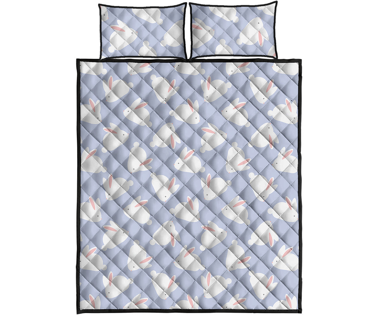 Mini Rabbit Pattern Print Quilt Bed Set