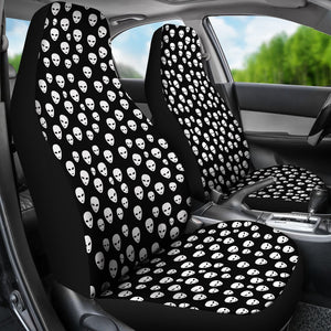 Mini White Alien Faces Universal Fit Car Seat Covers GearFrost