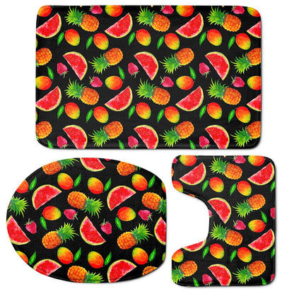 Mix Fruit Pineapple Pattern Print 3 Piece Bath Mat Set