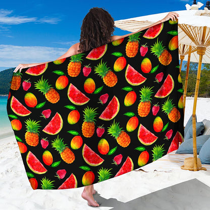 Mix Fruit Pineapple Pattern Print Beach Sarong Wrap