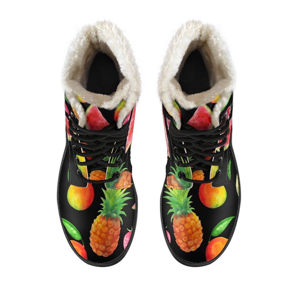 Mix Fruit Pineapple Pattern Print Comfy Boots GearFrost