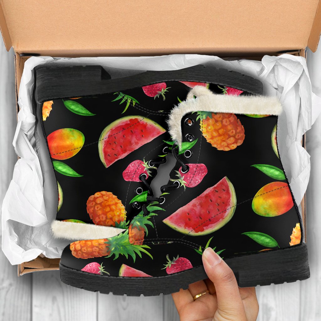 Mix Fruit Pineapple Pattern Print Comfy Boots GearFrost