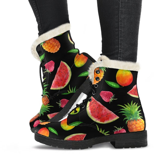 Mix Fruit Pineapple Pattern Print Comfy Boots GearFrost