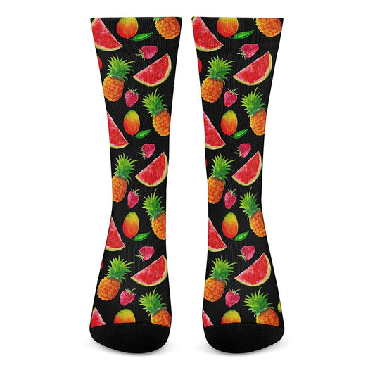 Mix Fruit Pineapple Pattern Print Crew Socks