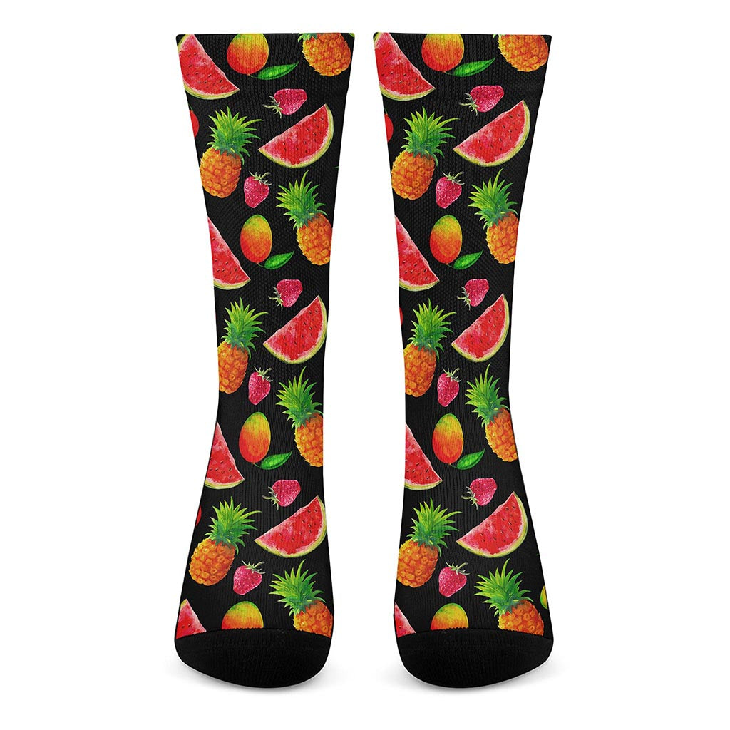 Mix Fruit Pineapple Pattern Print Crew Socks