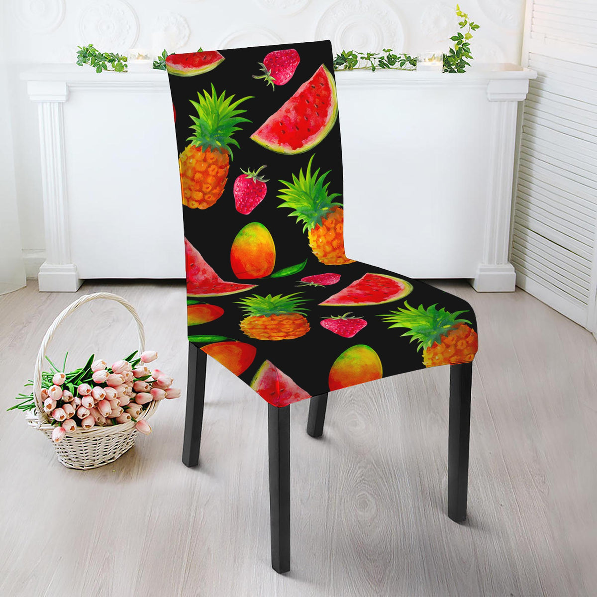 Mix Fruit Pineapple Pattern Print Dining Chair Slipcover