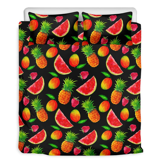 Mix Fruit Pineapple Pattern Print Duvet Cover Bedding Set