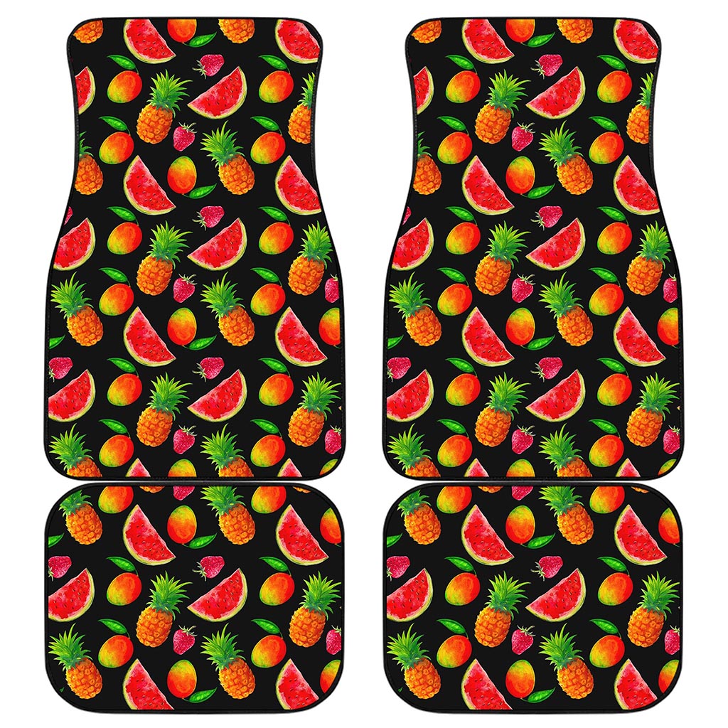 Mix Fruit Pineapple Pattern Print Front and Back Car Floor Mats