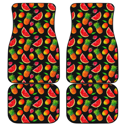 Mix Fruit Pineapple Pattern Print Front and Back Car Floor Mats