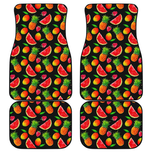 Mix Fruit Pineapple Pattern Print Front and Back Car Floor Mats