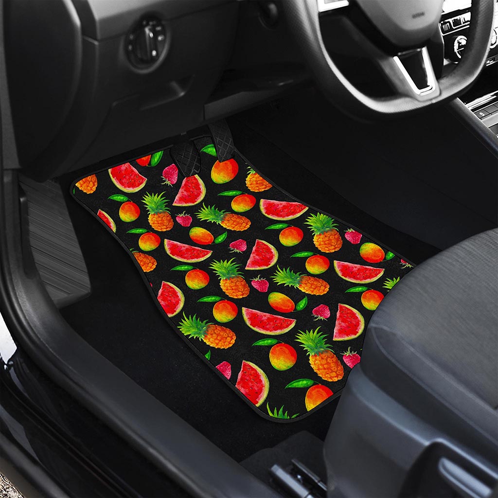 Mix Fruit Pineapple Pattern Print Front and Back Car Floor Mats