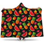 Mix Fruit Pineapple Pattern Print Hooded Blanket
