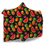 Mix Fruit Pineapple Pattern Print Hooded Blanket