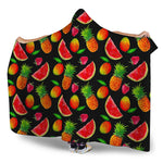 Mix Fruit Pineapple Pattern Print Hooded Blanket