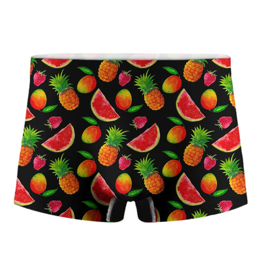 Mix Fruit Pineapple Pattern Print Men's Boxer Briefs