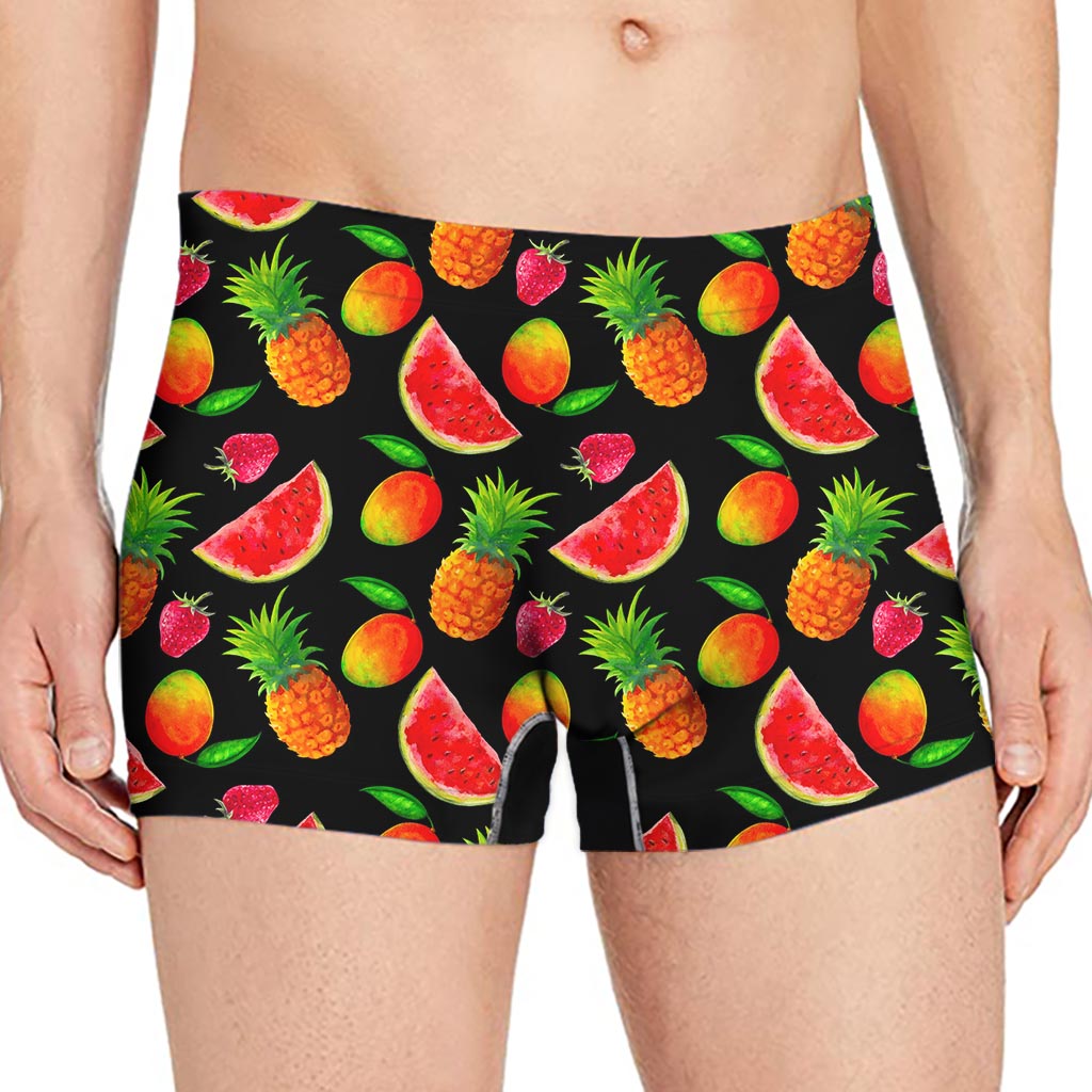 Mix Fruit Pineapple Pattern Print Men's Boxer Briefs