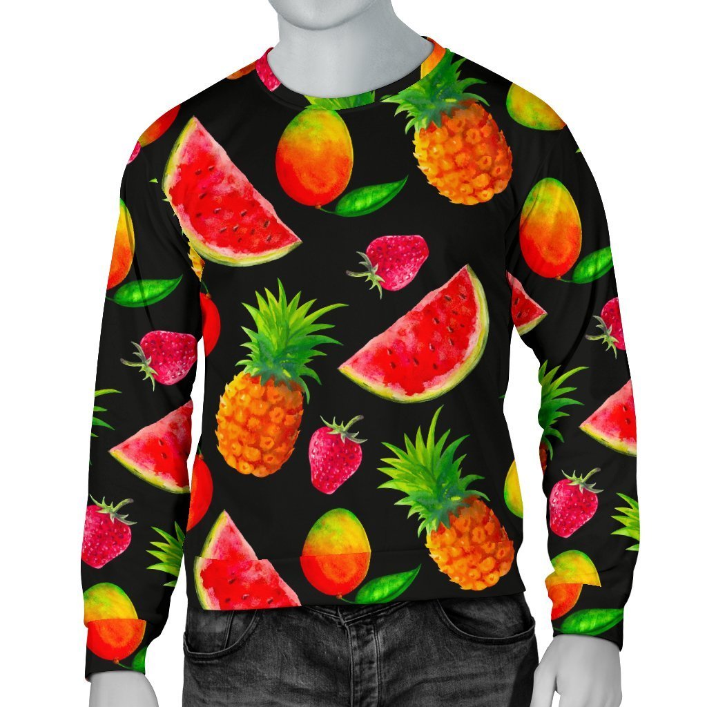 Mix Fruit Pineapple Pattern Print Men's Crewneck Sweatshirt GearFrost