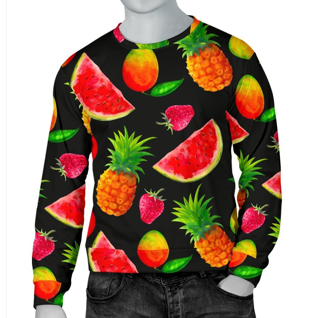 Mix Fruit Pineapple Pattern Print Men's Crewneck Sweatshirt GearFrost