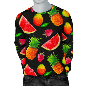 Mix Fruit Pineapple Pattern Print Men's Crewneck Sweatshirt GearFrost