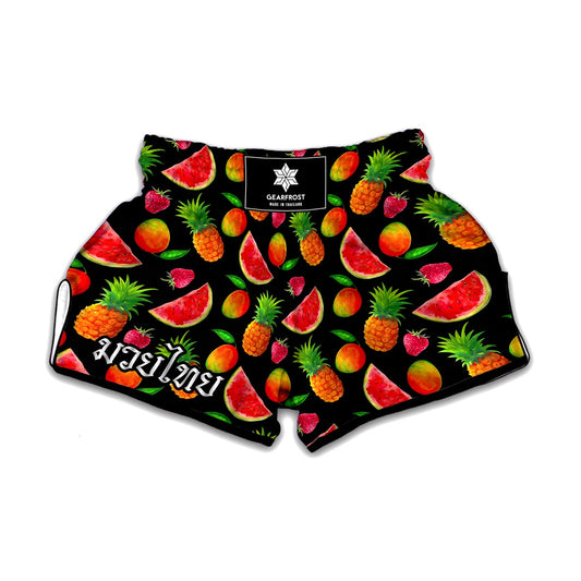 Mix Fruit Pineapple Pattern Print Muay Thai Boxing Shorts