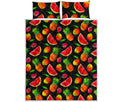 Mix Fruit Pineapple Pattern Print Quilt Bed Set
