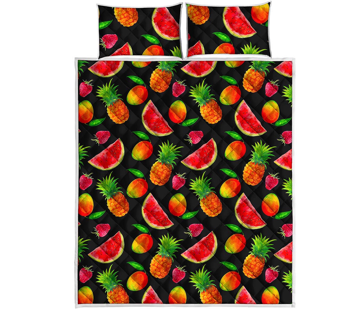 Mix Fruit Pineapple Pattern Print Quilt Bed Set