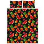 Mix Fruit Pineapple Pattern Print Quilt Bed Set