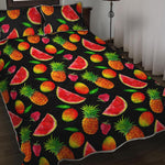 Mix Fruit Pineapple Pattern Print Quilt Bed Set