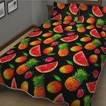 Mix Fruit Pineapple Pattern Print Quilt Bed Set
