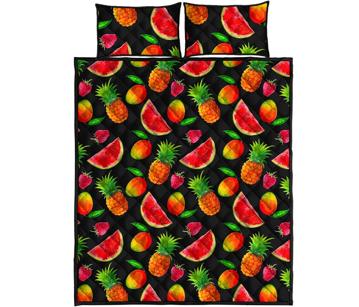 Mix Fruit Pineapple Pattern Print Quilt Bed Set
