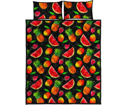 Mix Fruit Pineapple Pattern Print Quilt Bed Set