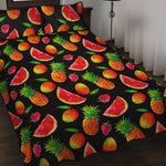 Mix Fruit Pineapple Pattern Print Quilt Bed Set