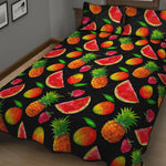 Mix Fruit Pineapple Pattern Print Quilt Bed Set