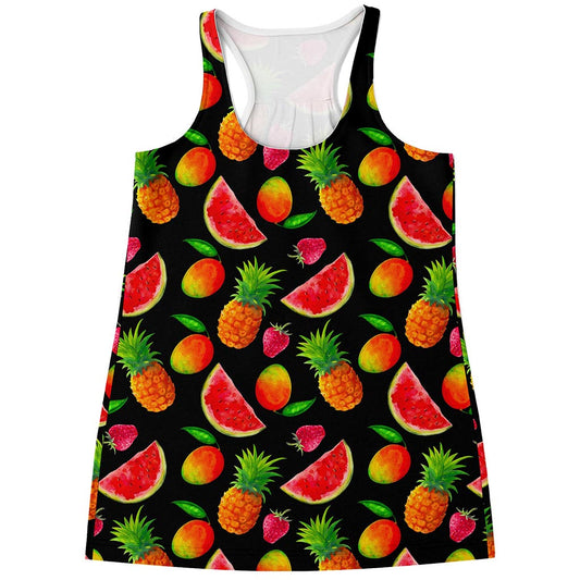 Mix Fruit Pineapple Pattern Print Women's Racerback Tank Top