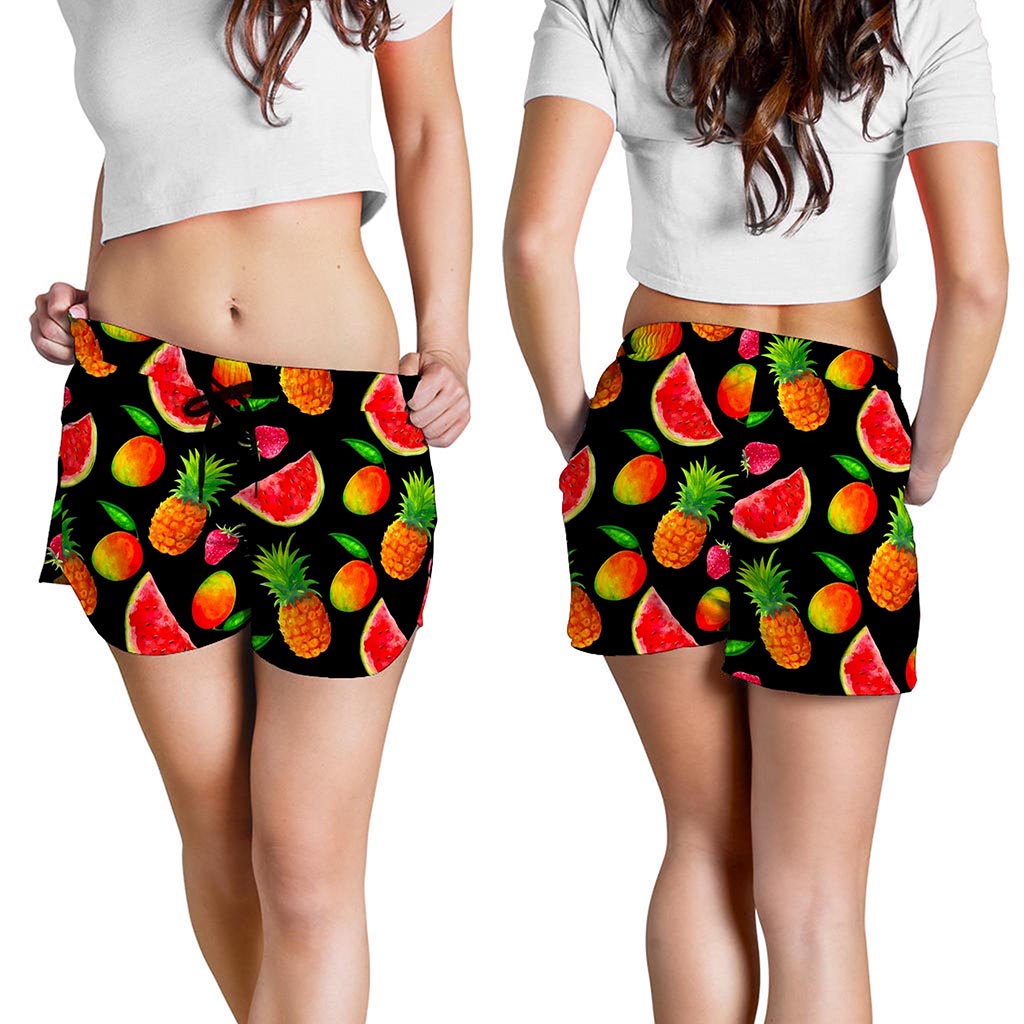 Mix Fruit Pineapple Pattern Print Women's Shorts