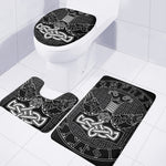 Mjolnir And Scandinavian Runes Print 3 Piece Bath Mat Set