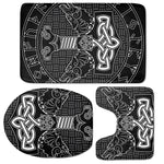 Mjolnir And Scandinavian Runes Print 3 Piece Bath Mat Set