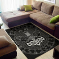 Mjolnir And Scandinavian Runes Print Floor Mat